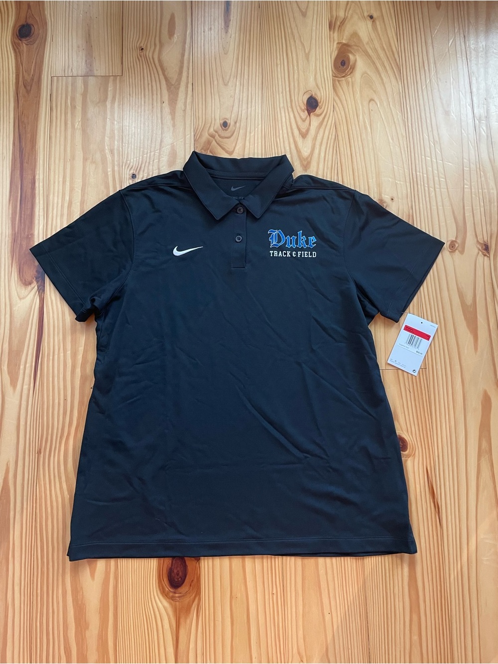 Nike Black Duke Track & Field Polo Shirt with Blue Embroidery